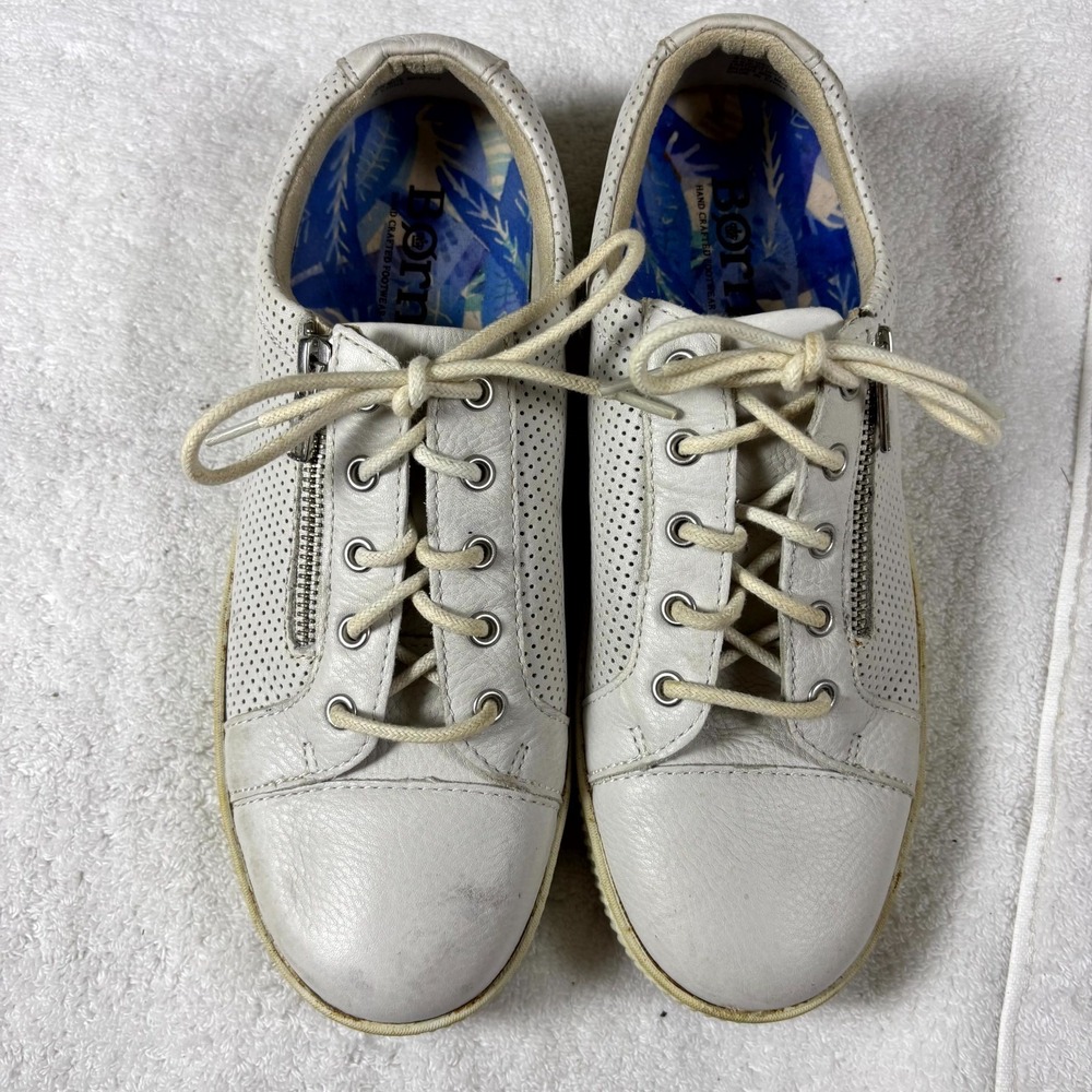 Born Tamara Sea Salt Perf D88082 Women 8.5 Athletic Shoes White Leather Sneakers